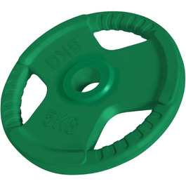 Диски для штанги GORILLA SPORTS, 5 кг, гумові з ручками, 50 мм, для олімпійської штанги, набір/окремо, вага 1,25–25 кг, для фітнесу та тренувань