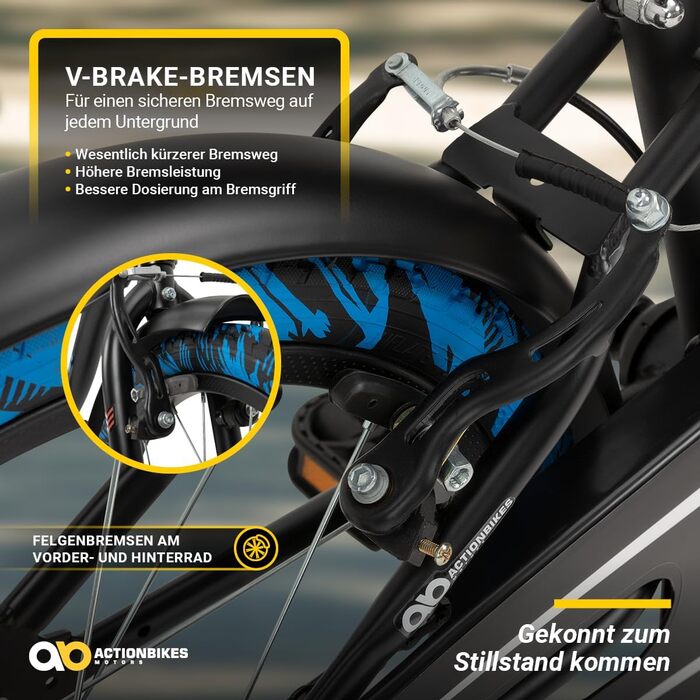 Дитяче велосипед Actionbikes 18/20/24 дюйми - V-Brake гальма, захистники, для дівчаток та хлопчиків (4-12 років)