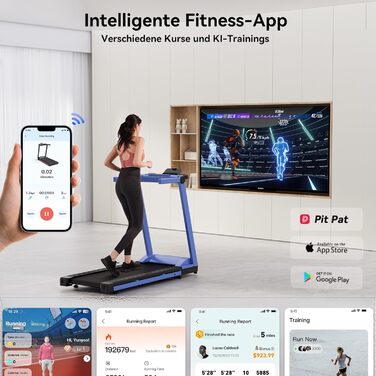 Лякуффі Raceable Walking Pad: біговий килимок для ходьби з керуванням через додаток, AI-тренування та підтримка Wearable Devices (Синьо-Чорний)