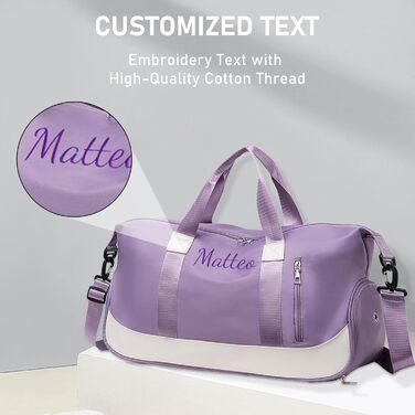 Персоналізована спортивна сумка для залу з вишивкою, жіноча дорожня сумка 35Л з відділеннями для взуття та вологих речей, синя