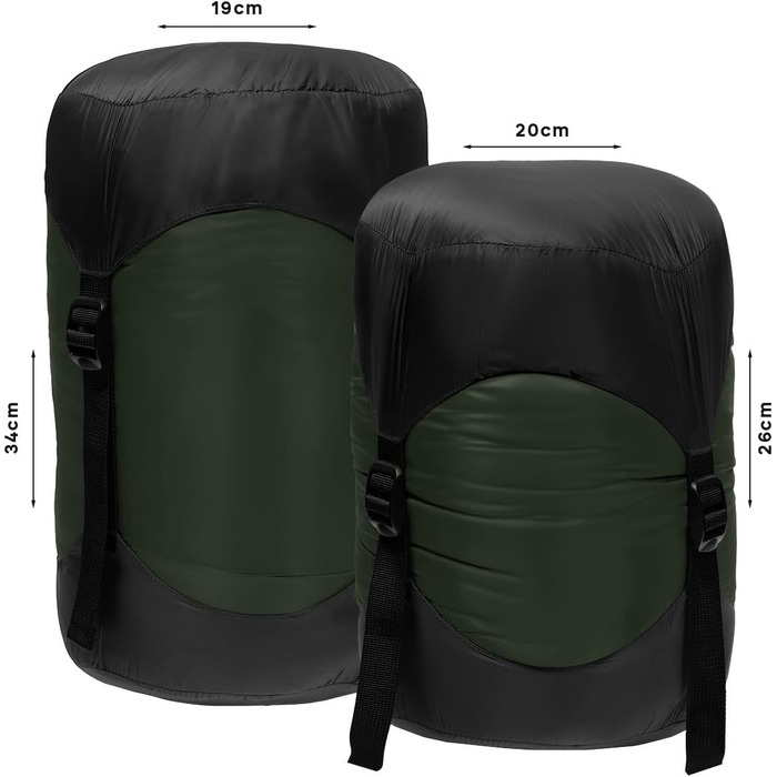 Сплячий мішок Alpinus Ultralight Pro 1000 для дорослих, 215 x 80 см, зелений, двошарова ізоляція, компресійний чохол