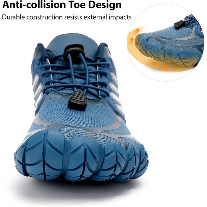 Чоловічі босі кросівки з широкою передньою частиною, Zero Drop, мінімалістичні для воркауту, крос-тренінгу, ходьби, хайкінгу, води, важкої атлетики, босі кросівки (47 EU, Синій)