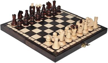 Шахи KÖNIG KLEIN 30x30 см, дерев'яна складна шахова дошка, високоякісний набір для дорослих, дорожня гра