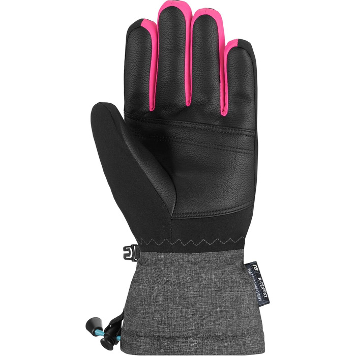 Дитячі гірськолижні рукавички Reusch Softshell, водонепроникні та вітрозахисні, чорно-сіро-рожеві, розмір 5