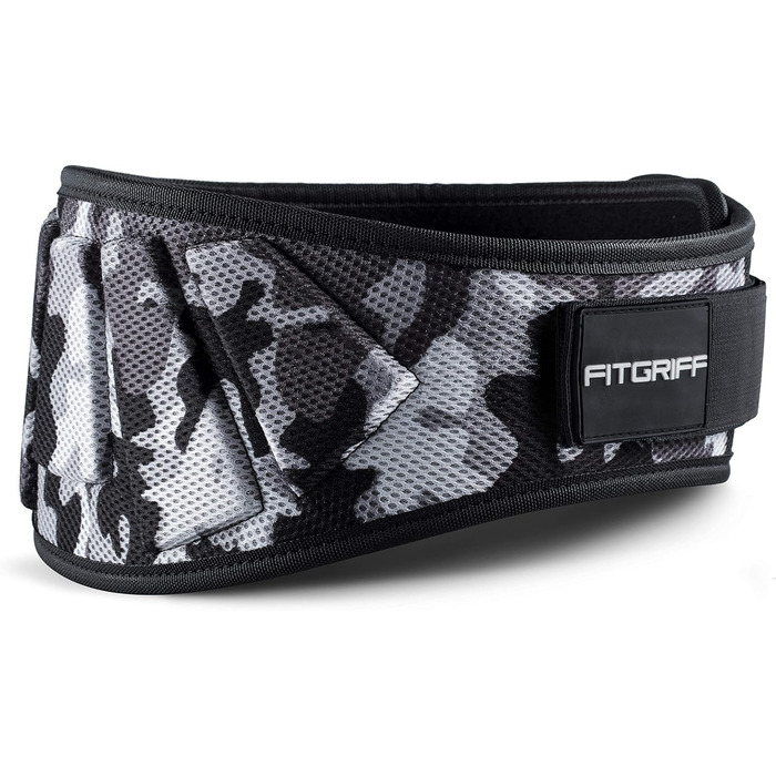Пояс для важкої атлетики Fitgriff V1, камуфляж сірий, для бодібілдингу, кросфіту та силових тренувань, унісекс, розмір M (81–88 см)