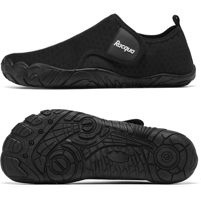 Водні черевики Raqua для жінок та чоловіків, пляжні шльопанці, чорний (47 EU)