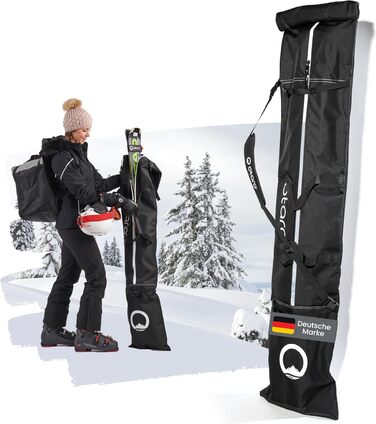 Чохол для лиж Otaro Skitasche: набір для 1 або 2 пар лиж, чорний, регульований, водовідштовхувальний