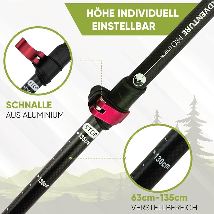Телескопічні палиці для скандинавської ходьби та трекінгу з карбону та алюмінію, з корковими ручками, для чоловіків та жінок