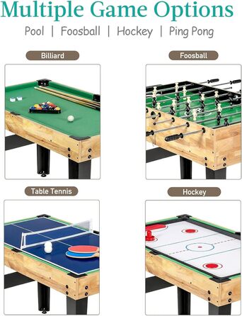 Дитячий ігровий стіл 4 в 1: футбол, хокей, більярд, теніс. Комбінований стіл для дітей та дорослих