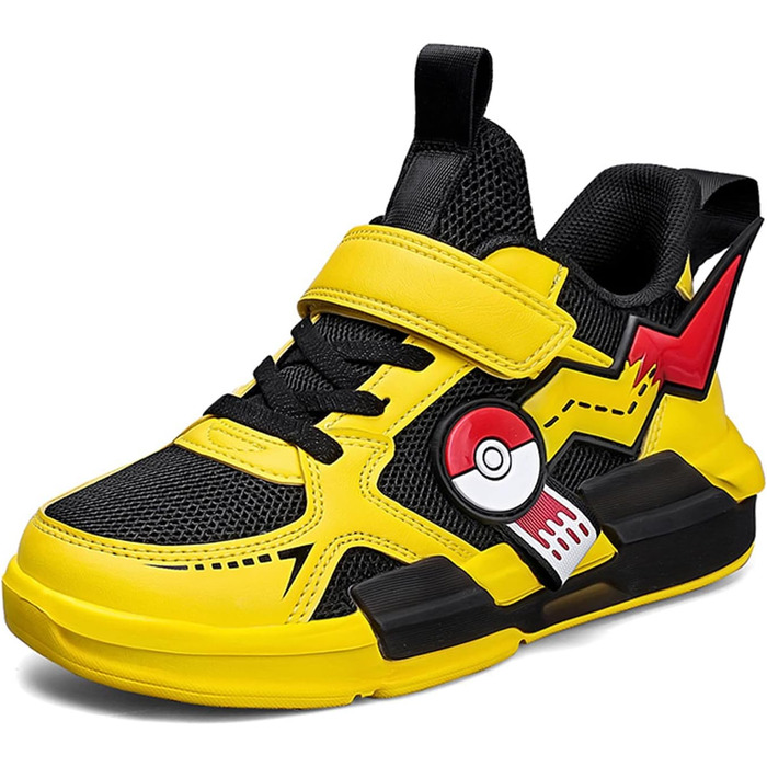 Дитячі кросівки для бігу: спортивні, дихаючі, на липучці, розмір 27-39, чорно-жовті