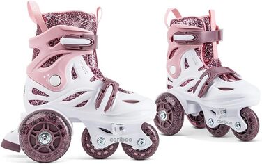 Дитячі ролики Cariboo для початківців, регульовані, 2 розміри, з навчальними колесами, рожеві, для дівчаток, балерина (31-35, рожево-сливовий)