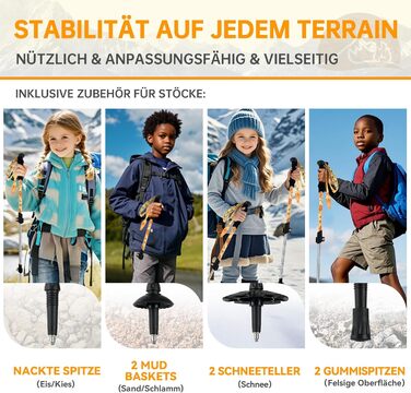 Дитячі телескопічні трекінгові палиці UnderwoodAggregator для походів та лиж, легкі алюмінієві палиці для дітей 6-12 років, жовті, 2 шт.