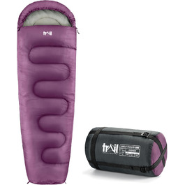 Спальний мішок Trail для дорослих – 3 сезони, Outdoor, весна/літо/осінь – 300 GSM, для кемпінгу, з внутрішньою кишенею, легкий, компресійний (фіолетовий)