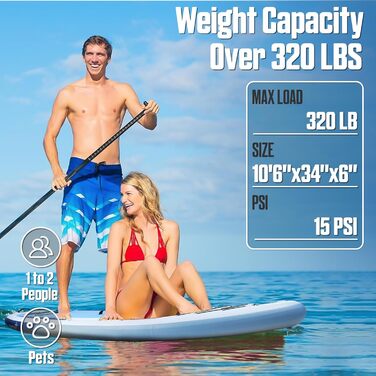 Надувна SUP-дошка Surfstar 320x86x15 см з технологією зварювання, універсальна дошка для веслування стоячи та каякінгу для дорослих, підвищена стійкість, з кріпленням для камери та сидінням для каяка, для риболовлі та активного відпочинку