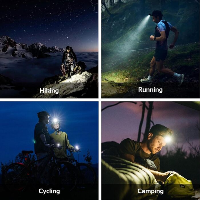 LED-ліхтар на голову RB655, 300 люмен, 7 режимів, акумулятор, USB-зарядка, червоне світло, сенсор, IPX4, водонепроникний, для кемпінгу та піших прогулянок