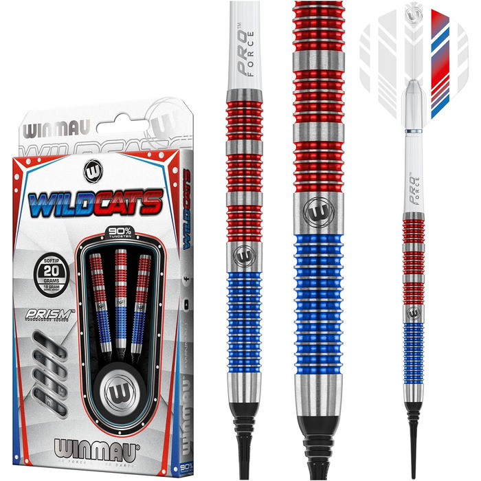 Дротики для дартсу WINMAU Soft Wildcats 20 г, м'які накінечники