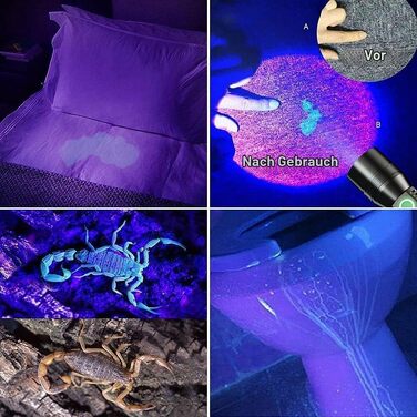 Ліхтарик LED Karrong з USB-зарядкою та магнітом, ультрафіолетовий UV-ліхтарик 395нм, 7 режимів світла (включаючи червоне), акумуляторний набір для кемпінгу та походів, червоний, 2 шт.