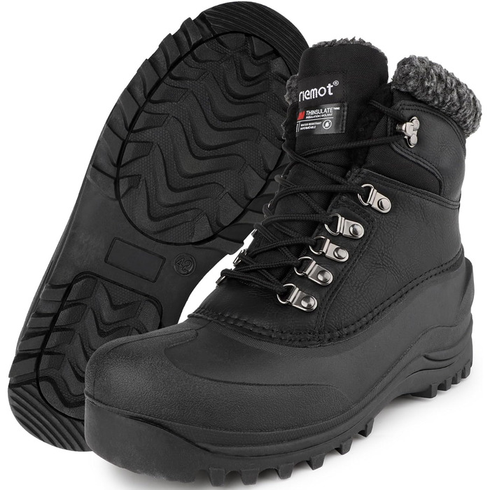 Водонепроникні зимові черевики Riemot для жінок та чоловіків. Теплі, з підкладкою, антиковзні, легкі. Ідеальні для походів, трекінгу, роботи, катання на лижах та активного відпочинку взимку. Розміри EU 36-47. Чорний колір. Нові.