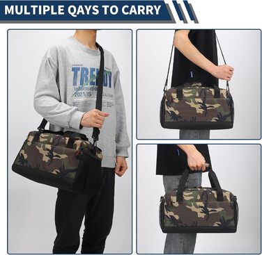 Спортивна сумка маленька з відділенням для мокрого - 35x20x20 см, ручна поклажа, міні-дуфл-сумка з кількома відділеннями для спорту, відпочинку, коротких подорожей (Камуфляж, 35 см)
