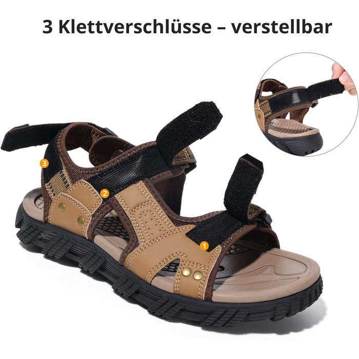 Чоловічі сандалі для активного відпочинку та туризму Khaki Leder, 47 EU - Водонепроникні шкіряні сандалі