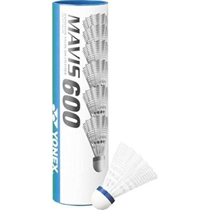 М'ячі для бадмінтона Yonex Mavis 600 Club Play Blue Circle White, середньої швидкості, 6 шт.