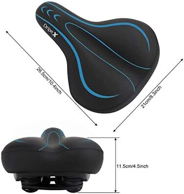 Велосипедне сідло Dripex для чоловіків та жінок: зручне, м'яке, гелеве, водонепроникне, ергономічне. Підходить для MTB, Citybike, шосе. Колір: блакитний
