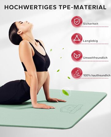 Йога-мат XXL HAPBEAR 183x122x6 мм, нековзкий, для фітнесу, пілатесу, тренувань, зелений