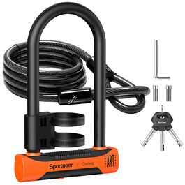 Замок для велосипеда Sportneer Bügelschloss 20 мм: висока безпека, сталевий трос 1.8 м, монтажний кріплення