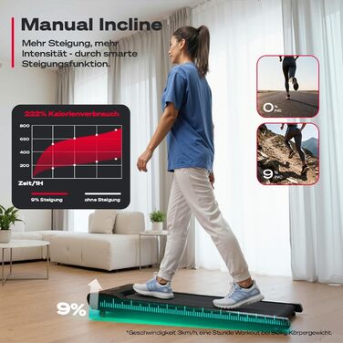 Sportstech Walking Pad: Ходункова доріжка для дому з регулюванням нахилу до 5% | 1-6 км/год, з підключенням до додатку | Для дому, офісу, з лічильником кроків, легка та компактна, з транспортними роликами | WalkMate до 120 кг