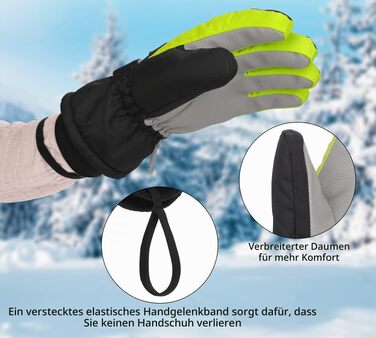 Водонепроникні зимові рукавички для дітей Homord, дитячі рукавички для лиж та сноуборду, чорні, розмір XL (12-13 років)