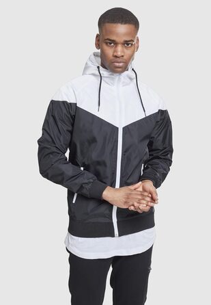 Чоловіча вітрівка Urban Classics Arrow Windrunner з капюшоном, демісезонна куртка з кольоровими блоками, 3XL, чорно-біла