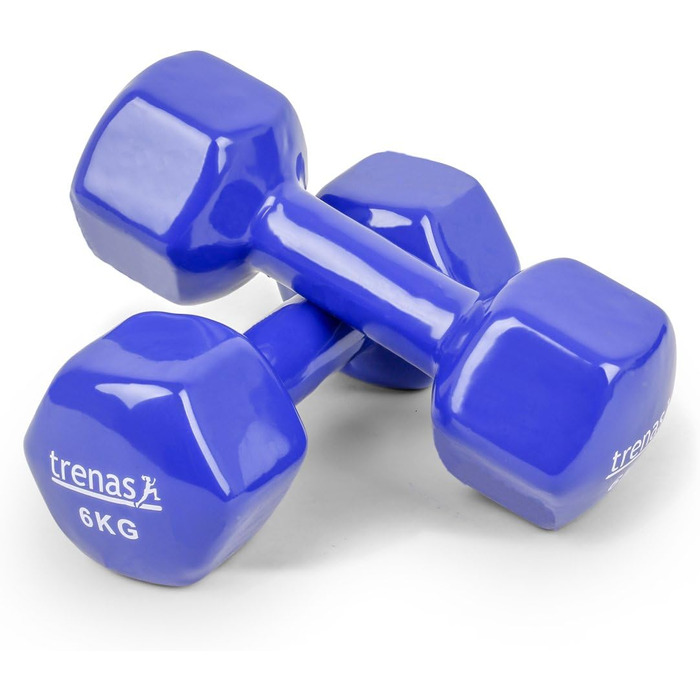 Гантелі TRENAS Hexagon 2×6 кг для фітнесу та силових тренувань, набір для жінок і чоловіків, для дому та спортзалу