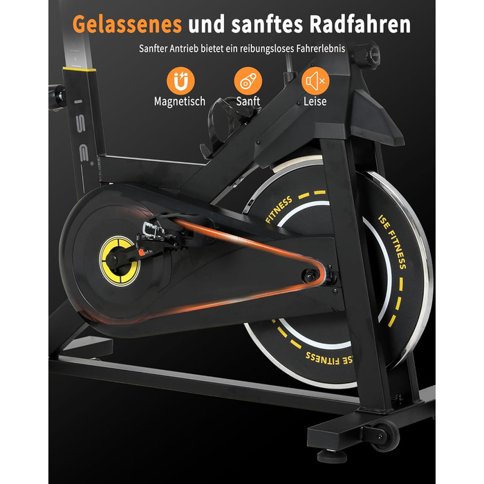 Велотренажер ISE з LCD-дисплеєм та монітором серцевого ритму для дому. Ергометр, фітнес-велосипед, велотренажер з підставкою та регульованим опором