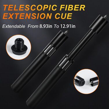 AKLOT Більярдний кий професійний з телескопічним подовженням, канадська береза, з кейсом для кия, 147 см (58''), 538-595 г (19-21oz) (Сріблястий 595 г)