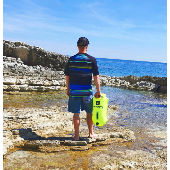 Надувна рятувальна бойовка OPENWATER XL, 28L, неонова зелена - велика плавуча платформа з кишенею