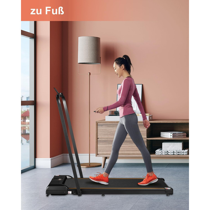 Біговий доріжка з нахилом для дому, складаний електричний walking pad з пультом дистанційного керування, Bluetooth та керуванням через додаток, подвійним амортизатором, без необхідності збирання