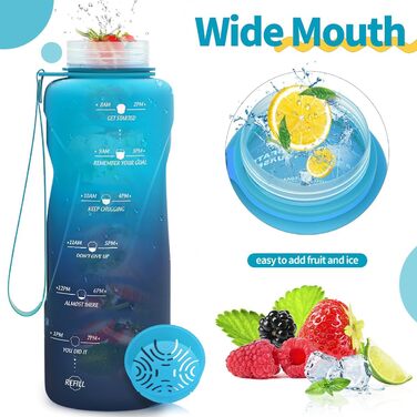 Дитяча спортивна пляшка для води 1500 мл, Tritan, без BPA, з маркуванням часу, витіканнями, для школи, спортзалу (темно-зелений/темно-синій)