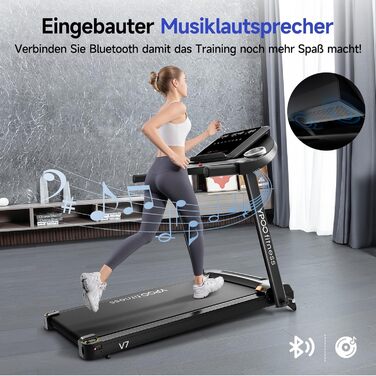 Біговий тренажер YPOO для дому, складаний з нахилом 8%, тихий до 13 км/год з великою поверхнею для бігу, 2.5 HP з LED-дисплеєм та APP, максимальне навантаження 140 кг