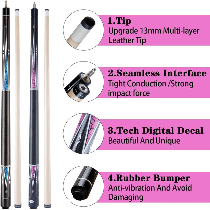 Більярдний кий для початківців 121,9 см, канадський клен, набір для вузьких приміщень, розмір Junior