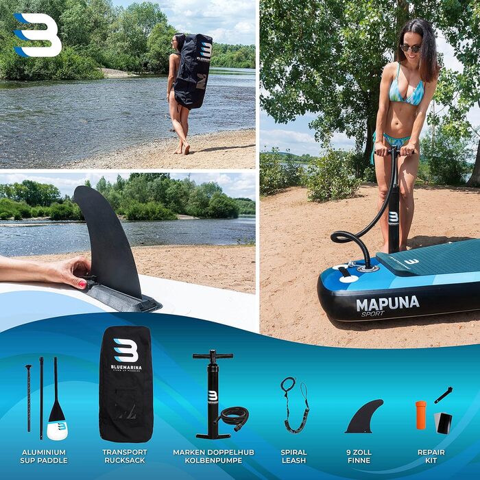 Надувна дошка для SUP Bluemarina Mapuna, 330x76x15 см, до 200 кг, комплект для сапсерфінгу, гарантія 5 років