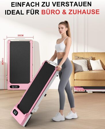 Walking Pad Klappbar з нахилом - 4 в 1 біговий килимок з нахилом 7% для дому (Рожевий)