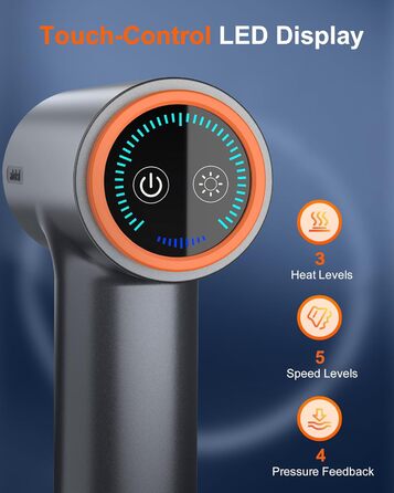 Масажер для м'язів Arboleaf з підігрівом та LED-дисплеєм, 6 насадок, 5 рівнів інтенсивності та 3 режими підігріву