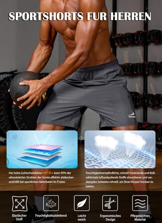 Шорти спортивні чоловічі з кишенею на блискавці – легкі, дихаючі, ідеальні для бігу, фітнесу та активного відпочинку сірого кольору, розмір L