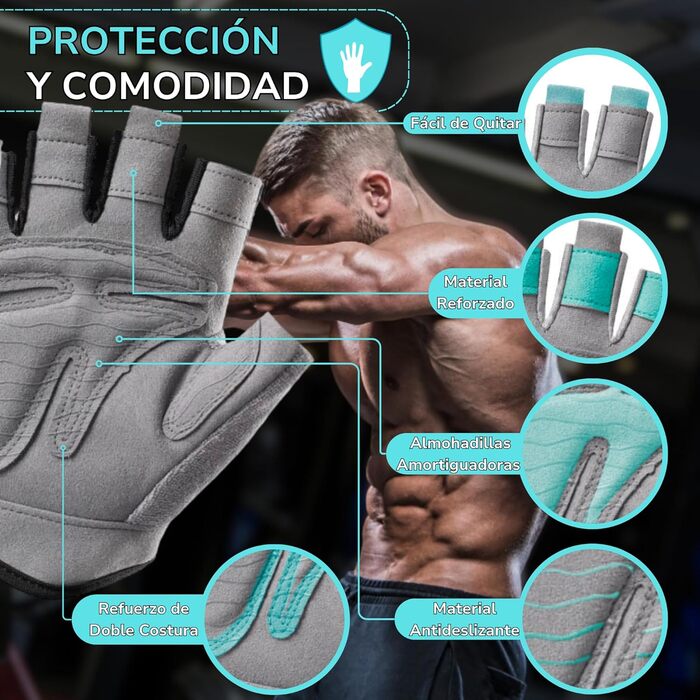 Фитнес рукавички для кросфіту, чоловічі та жіночі, дихаючі, з неслизьким покриттям та підкладкою (Чорний, L)