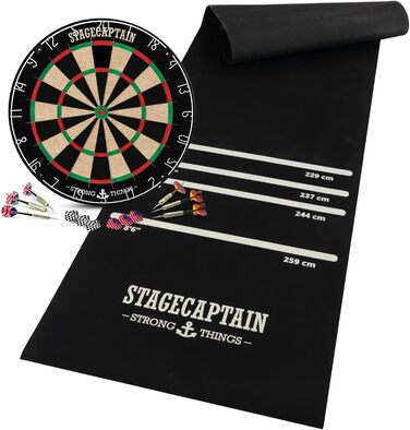 Професійна дартс-дошка Stagecaptain DBS-1715 Bullseye Pro з сисалю з дротяною сіткою, 6 сталевими дротиками, 4 наборами оперень та дартс-килимком