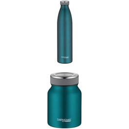 Термос для напоїв 1 л та харчовий термоконтейнер 0,5 л THERMOCAFÉ by THERMOS, нержавіюча сталь, бірюзовий, зберігає тепло до 12 годин/9 годин і холод до 24 годин/14 годин