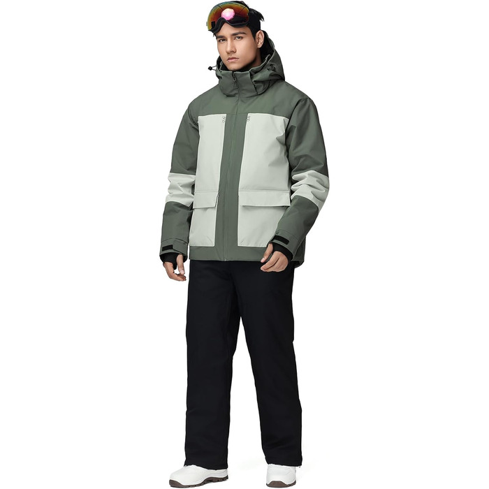 Чоловічий комплект гірськолижний HOTIAN: куртка та штани, водонепроникний, дихаючий, з капюшоном. Ідеально для сноуборду та катання на лижах. Розміри L, LGR+BK