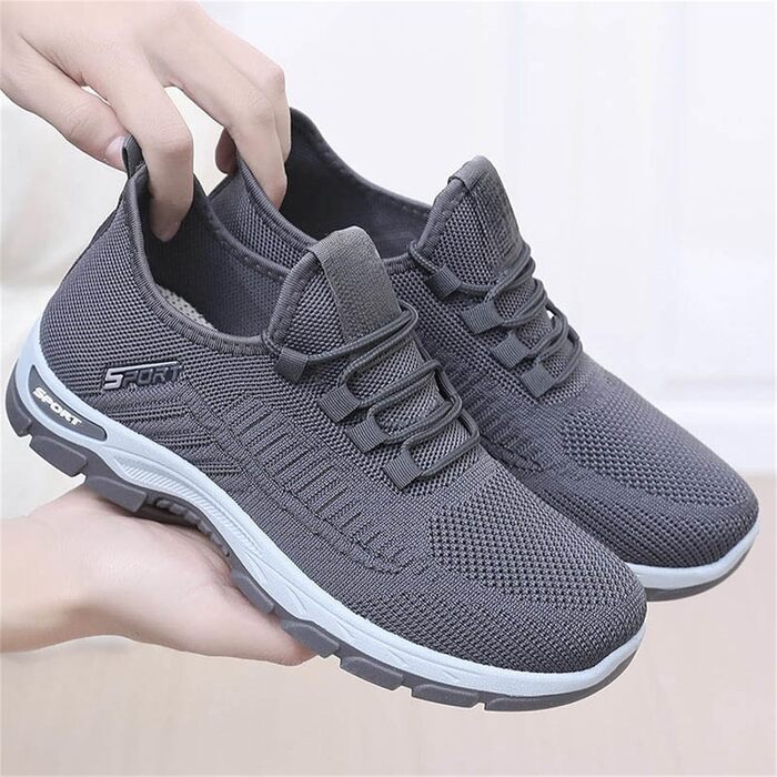 Чоловічі кросівки для занять спортом та фітнесу, ортопедичні, дихаючі, на плоскій підошві, сірі (42 EU)