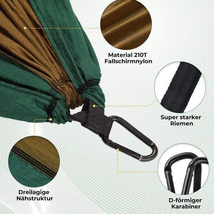 Гамак Glymnis Ultraleicht Outdoor - легкий туристичний гамак для відпочинку на природі з тросами та карабінами (до 300 кг)