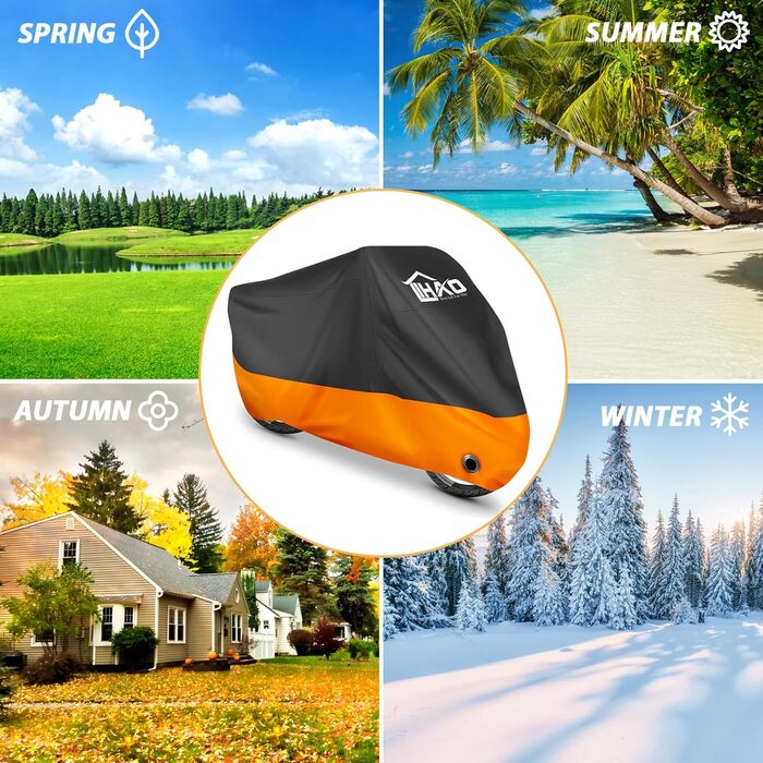 Водонепроникний чохол для мотоцикла LIHAO, зимовий, 245x105x125 см, оранжевий
